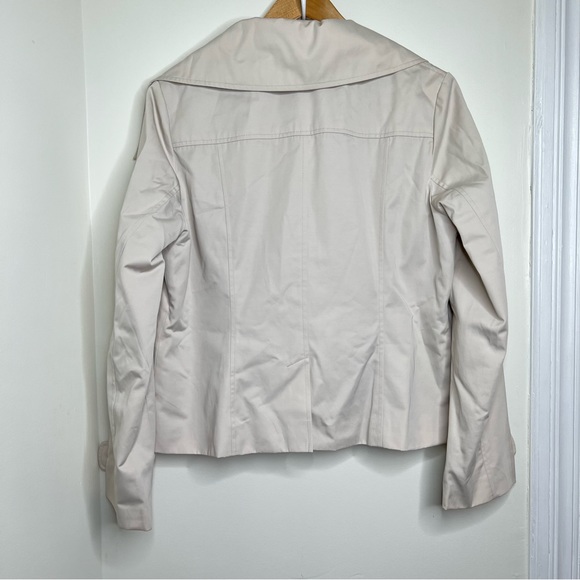 Izzy Cream Colored Double Breasted Jacket Peacoat Woman’s size Large Raincoat - Picture 9 of 13